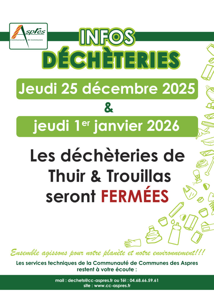 info déchèteries fin d'année